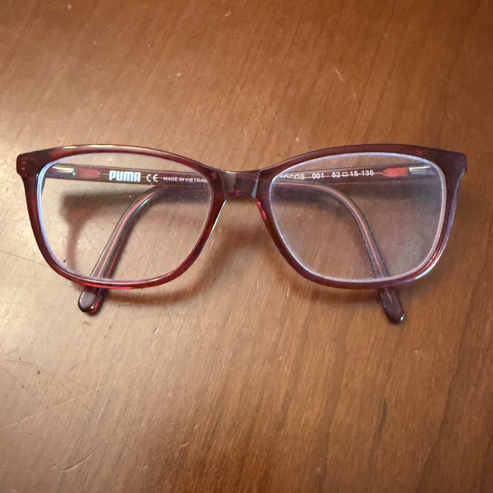 Puma Eyeglasses Unisex Red  Plastic Glasses Frames 52-15-135